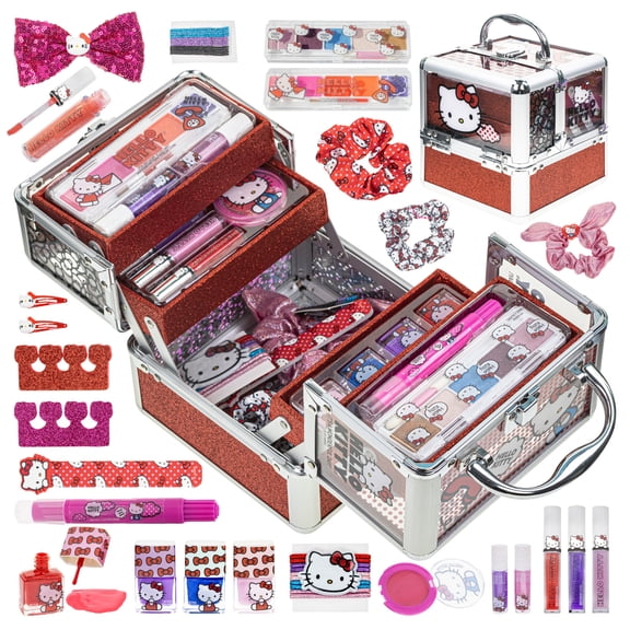 Hello Kitty Beauty Deluxe Train Case, Make Up for Girls, Ages 3+, by Townley Girl