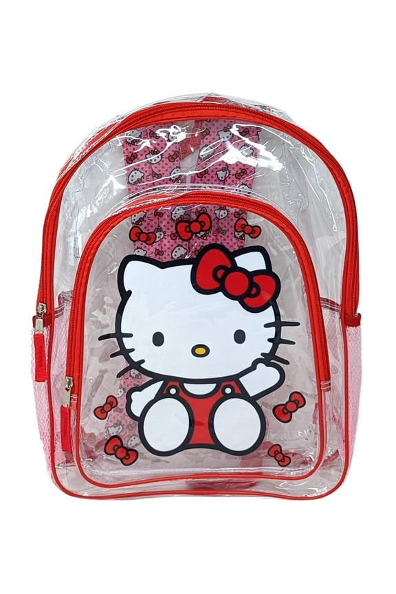 Transparent Backpack Clear 16" Sanrio Girls Bows