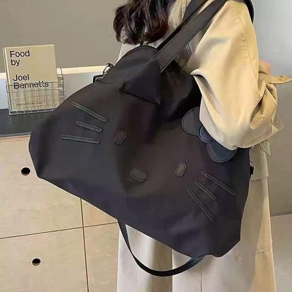 Hello Kitty Travel Duffle Bag,Cute Kawaii Overnight Bag with 3D Kitty Ears and Bow,Ideal for Weekend Getaways,Gym,and Travel