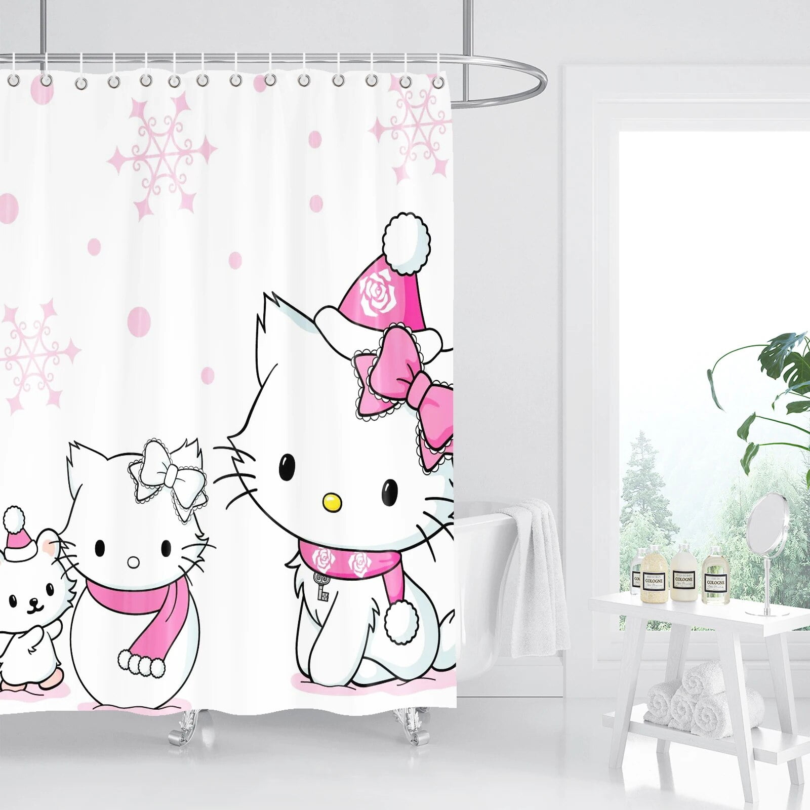 Hello Kitty Tuya Bathroom Bath Curtain Shower Set For Decor White ...
