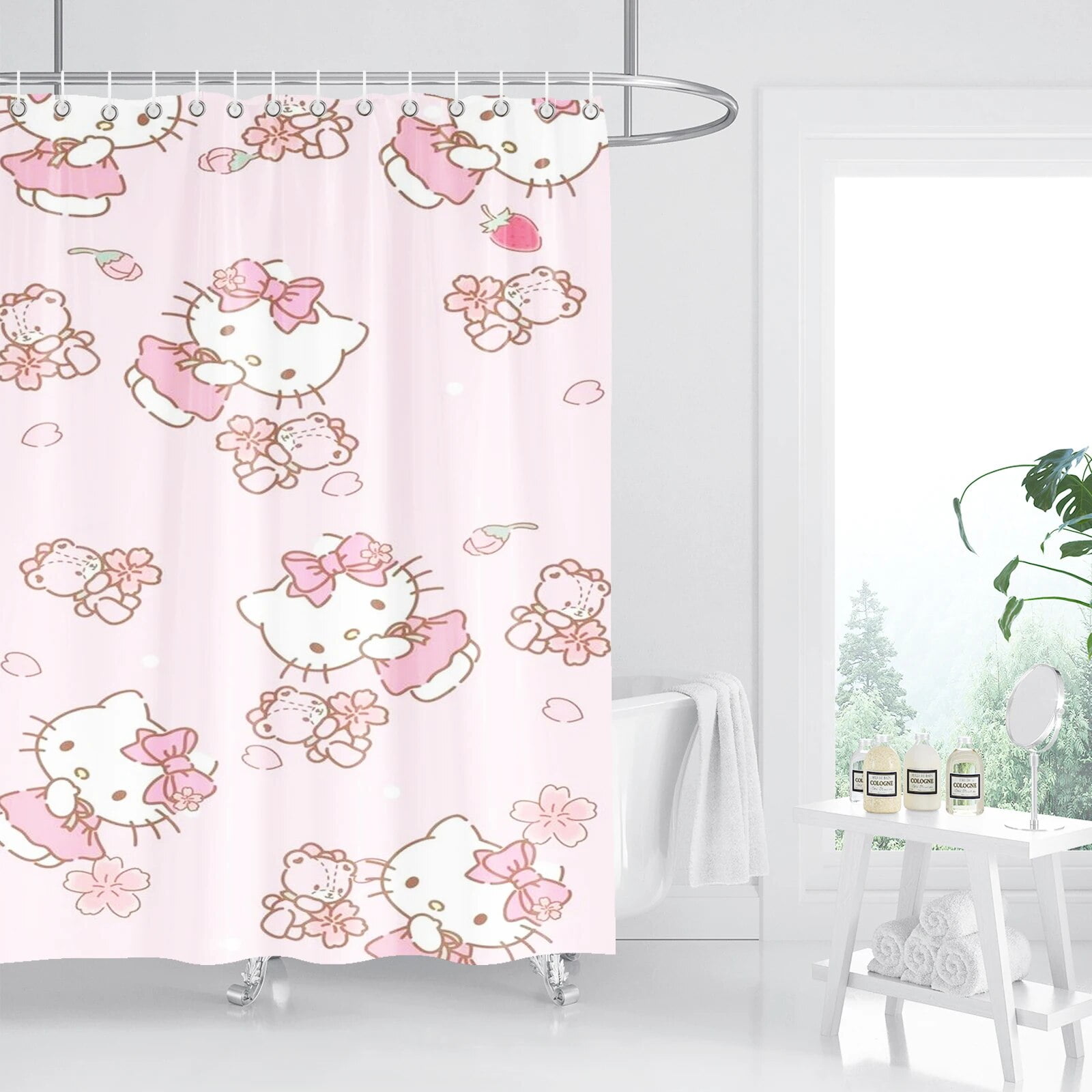Hello Kitty Tuya Bathroom Bath Curtain Shower Set For Decor White ...