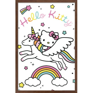 Trends International Hello Kitty and Friends - Kawaii Favorite Flavors  Framed Wall Poster Prints Black Framed Version 14.725 x 22.375