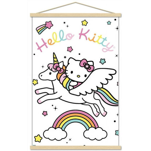 Hello Kitty - Unicorn Wall Poster with Magnetic Frame, 22.375" x 34"