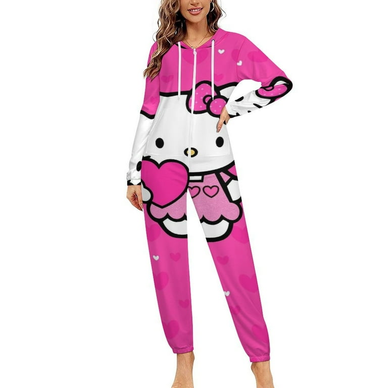 Hello Kitty Unisex Onesie Pajamas Zipper Jumpsuit Hooded One