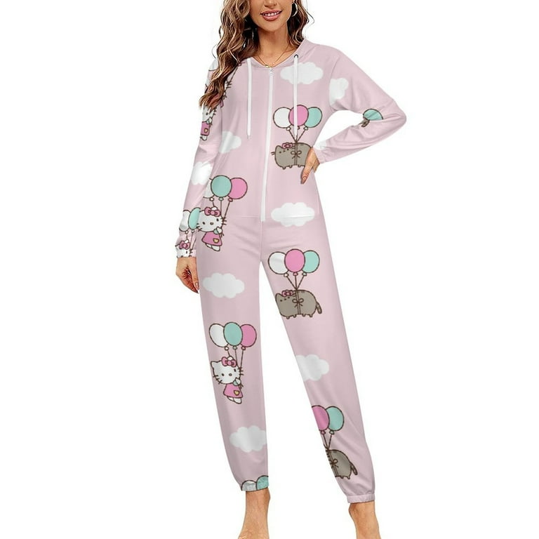 Hello Kitty Unisex Onesie Pajamas Zipper Jumpsuit Hooded One
