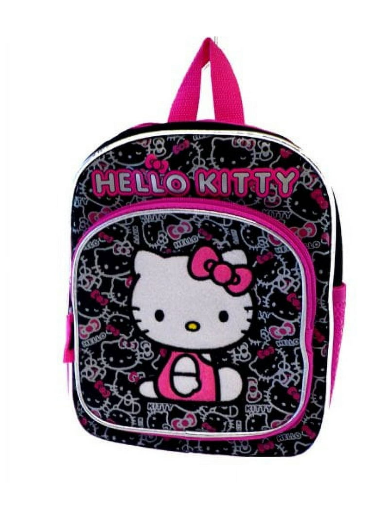 goth hello kitty backpack Hello Kitty Mini Backpack - Black Pattern School Bookbag for Kids, Small  Size: 10