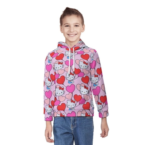 Hello Kitty Unisex Sweater Boys Girls Sweatshirt 3D Printed Pullover Hoodies Casual Hooded Sweatshirt Jacket M