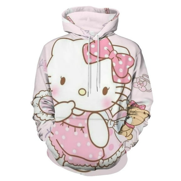 Hello Kitty Unisex Sweatshirts Fashion Sweater for Men Women Pullover Hoodie Graphic Print Activewear Jacket Tops M