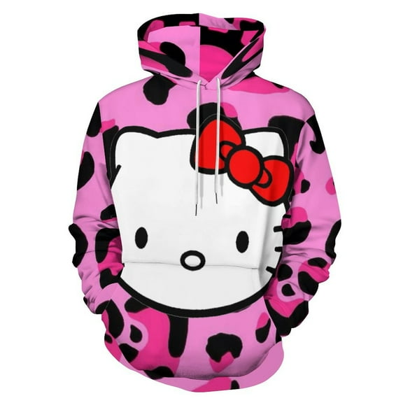 Hello Kitty Unisex Sweatshirts Fashion Sweater for Men Women Pullover Hoodie Graphic Print Activewear Jacket Tops S