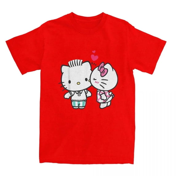 Hello Kitty Valentine T-Shirts Couples Cotton Tee Shirt O Neck Short Sleeve T Shirt