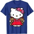 thumbnail image 1 of Hello Kitty Valentine Teddy Bear DTG Print Unisex T-Shirt,Royal Blue Color,Size 4XL, 1 of 5