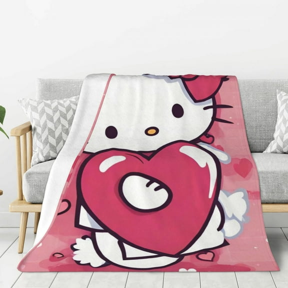 Hello Kitty Valentine's Day Blanket,Flannel Blanket Throw for Kids,Soft Warm Cozy Plush Blanket for Couch Bed Sofa,40"x30"