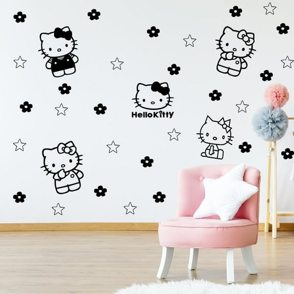 Hello Kitty Vinyl Art Decal Decor - from 7" to 9" Each - Cute Trendy Inspiring Lovely Design for Girls Boys Bedroom Playroom Nursery Kinder Daycare Living Room Sticker