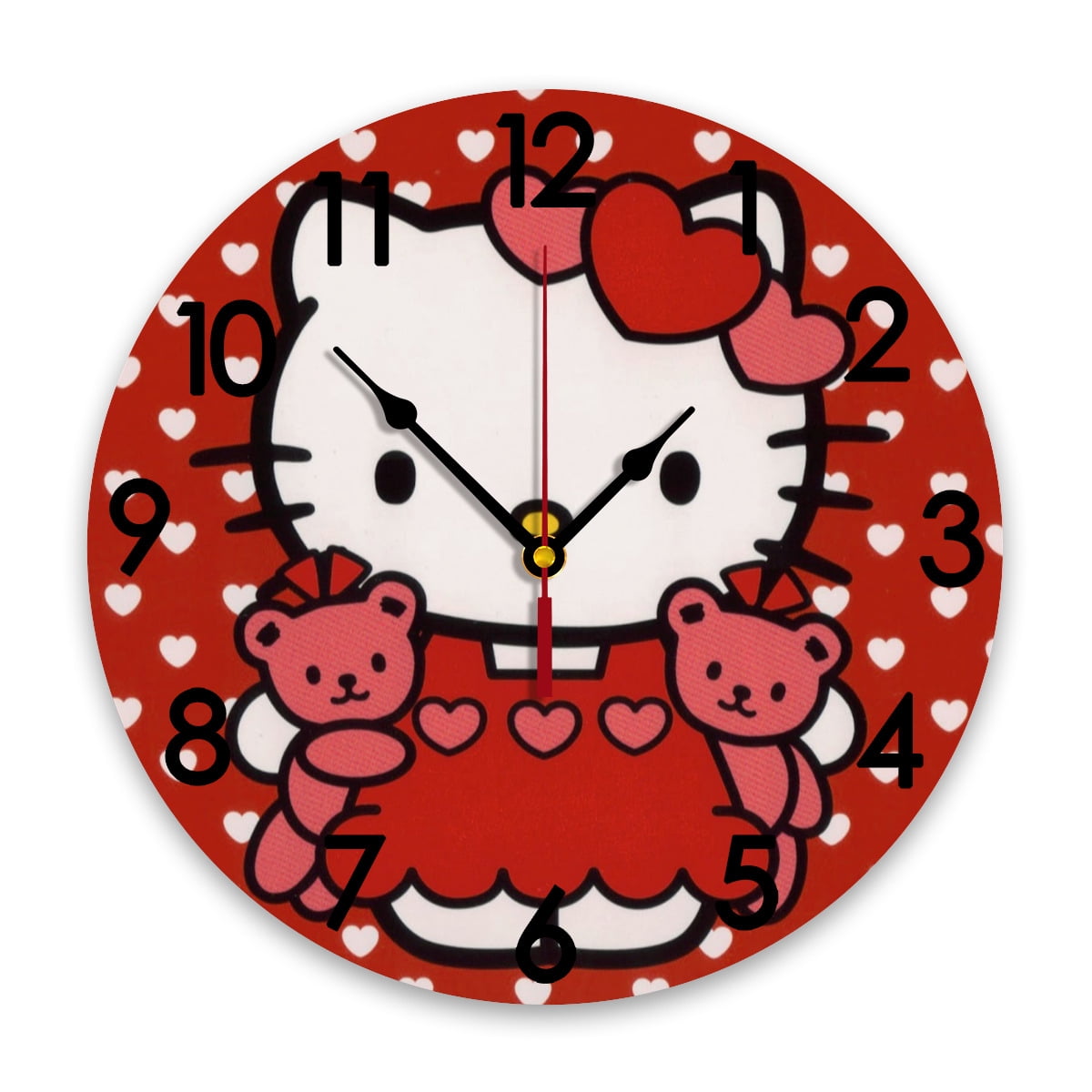 Hello Kitty Wall Clock Silent Non-Ticking 12