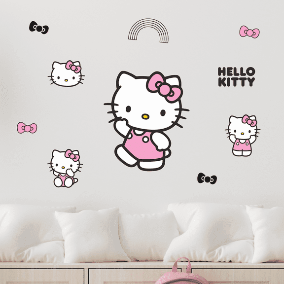 Hello Kitty Wall Decals - Set of 10 Peel & Stick Vinyl Stickers for Bedroom