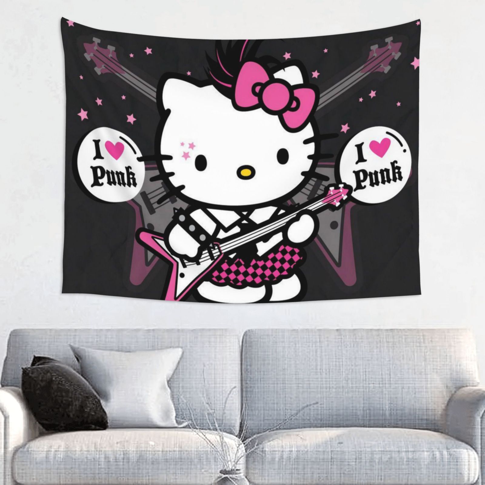 Hello Kitty Wall Tapestry Cartoon Poster for Bedroom Aesthetics Funny ...