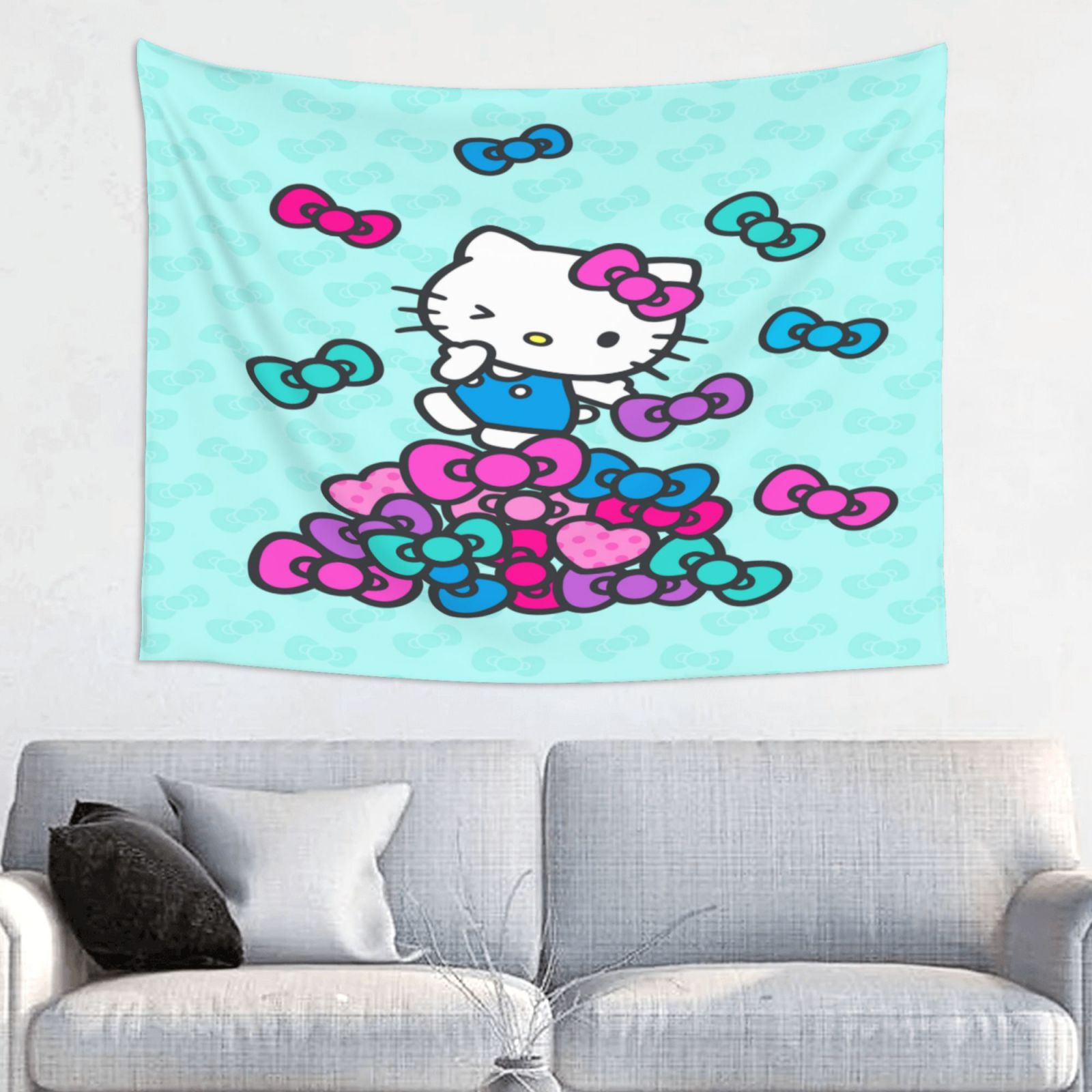 Hello Kitty Wall Tapestry Cartoon Poster for Bedroom Aesthetics Funny ...