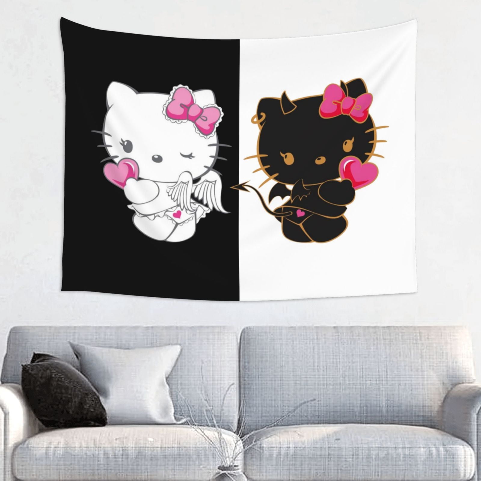 Hello Kitty Wall Tapestry Cartoon Poster for Bedroom Aesthetics Funny ...
