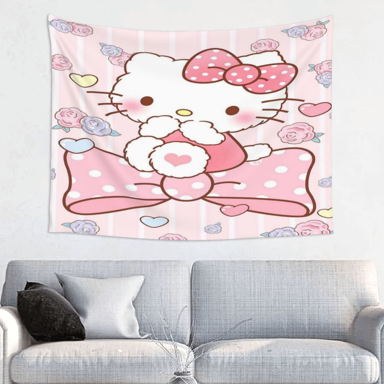 Hello Kitty Wall Tapestry Cartoon Poster for Bedroom Aesthetics Funny
