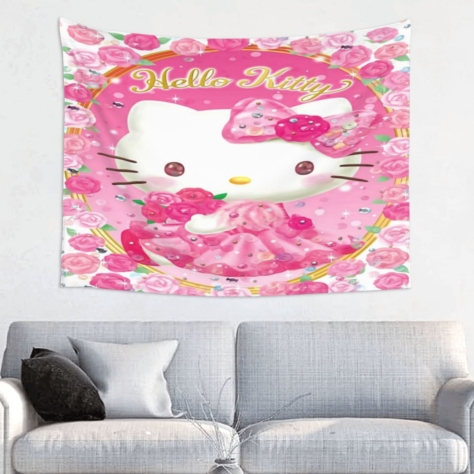 Hello Kitty Wall Tapestry Cartoon Poster for Bedroom Aesthetics Funny ...