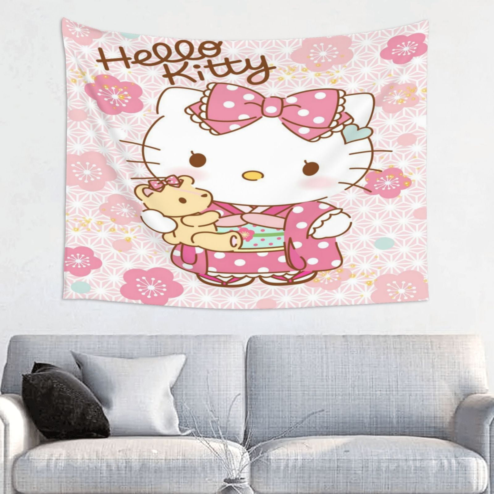 Hello Kitty Wall Tapestry Cartoon Poster for Bedroom Aesthetics Funny ...
