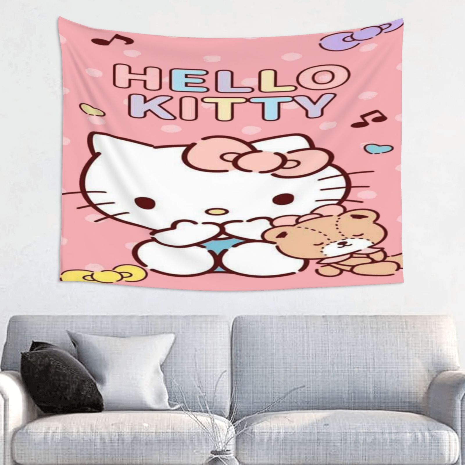 Hello Kitty Wall Tapestry Cartoon Poster for Bedroom Aesthetics Funny ...