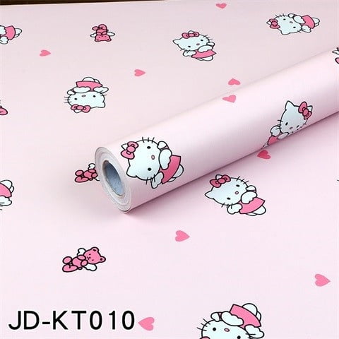 Hello Kitty Wallpaper Pink Waterproof PVC Living Room Bedroom Decorative Wall Adhesive Paper Sticker School Table Cabinet Decor