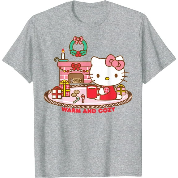 Hello Kitty Warm And Cozy Christmas Holiday DTG Print Unisex T-Shirt