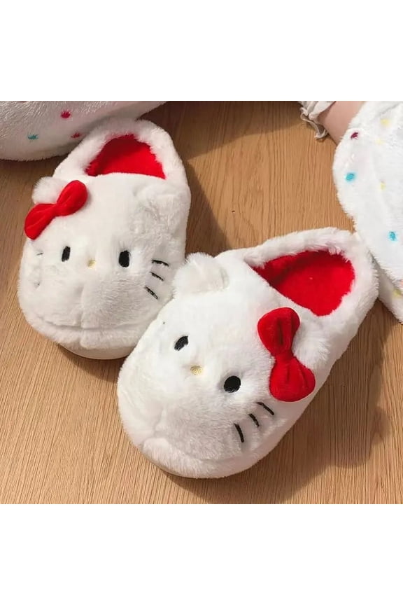 Hello Kitty Warm Cotton Slippers Autumn/Winter Thick Anti Slip Cartoon Slippers Comfortable House Slippers Surprise Gifts