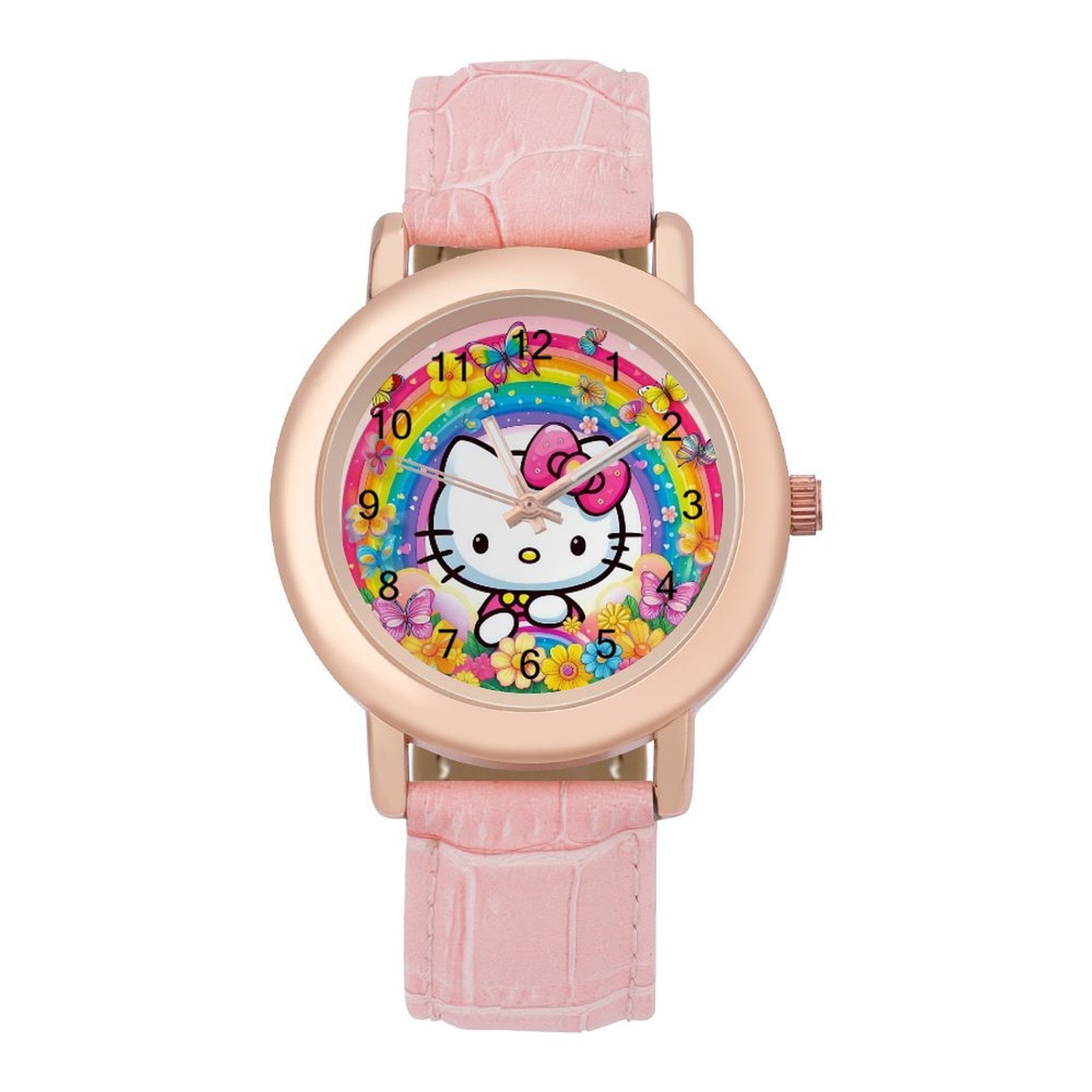 Hello Kitty Watch Ladies Classic Simple Pink Leather Wrist  display picture 2