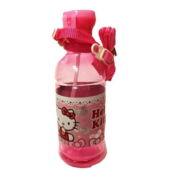 Hello Kitty Water Bottle with Straw and Carry Straps