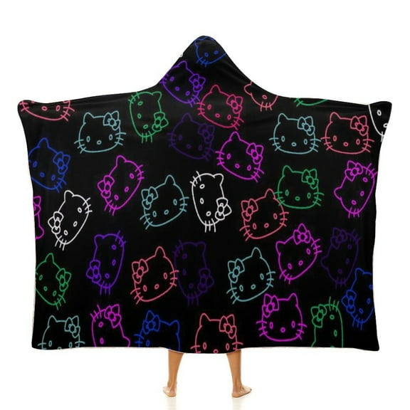 Hello Kitty Wearable Blankets Hooded Soft Hoodie Blanket Winter Warm Throw Blankets Cape 40"x50"