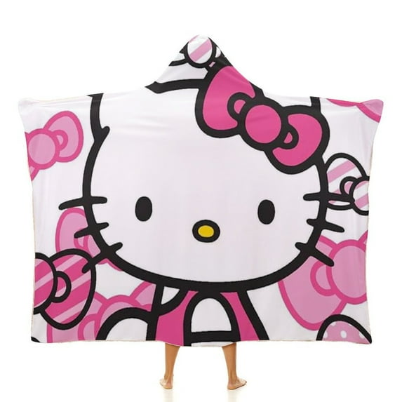 Hello Kitty Wearable Blankets Hooded Soft Hoodie Blanket Winter Warm Throw Blankets Cape 50"x60"