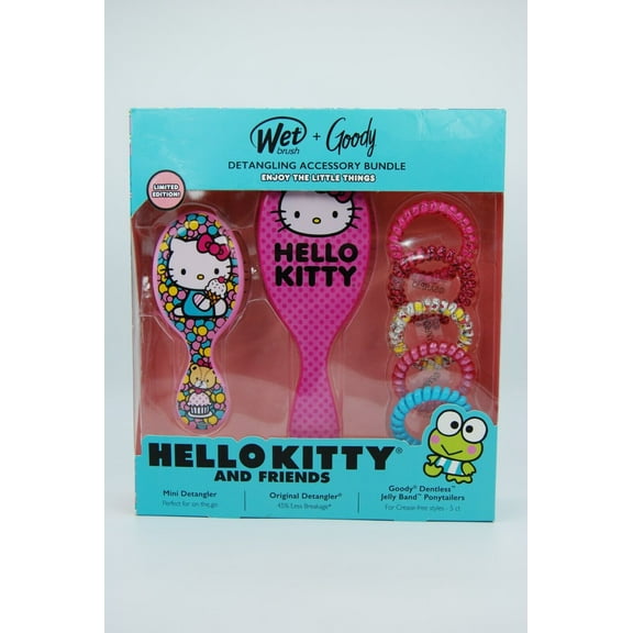Hello Kitty Wet Brush Mini and Original Detangler + Goody Dentless Jelly Bands