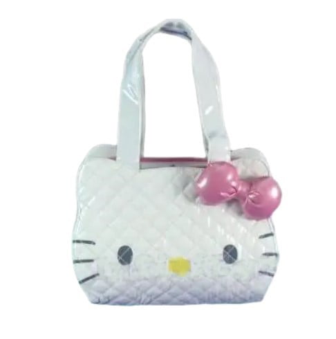 Hello Kitty White Face Quilted Handbag Purse Bag with Pink Bow 10" x 9"