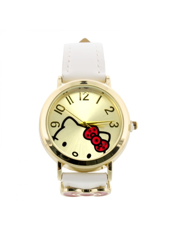 White Strap with Red Bow Analog Watch