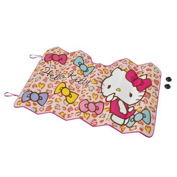 Hello Kitty Windshield Sun Shade Auto Shade Leopard Print Color Bows Foldable Universal Fit