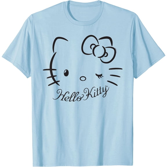 Hello Kitty Winking DTG Print Unisex T-Shirt,Light Blue Color,Size 2T