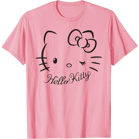 Hello Kitty Winking DTG Print Unisex T-Shirt,Light Pink Color,Size YL