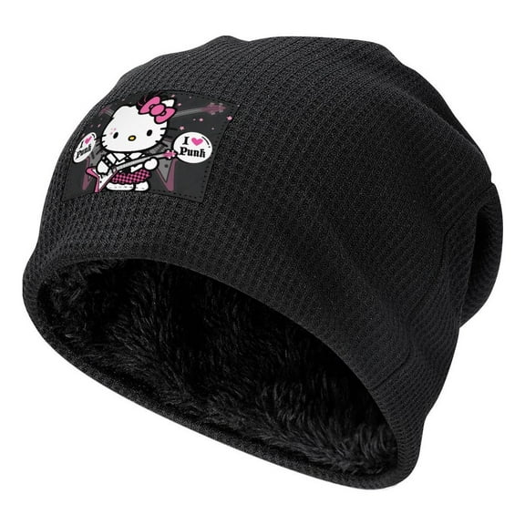 Hello Kitty Winter Beanie Hats for Men Women, Warm Cozy Knitted Cuffed Skull Cap