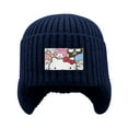 thumbnail image 1 of Hello Kitty Winter Fleece Line Beanie with Earflap for Men Women Outdoor Warm Thermal Knitted Hat Stocking Caps Navy, 1 of 6