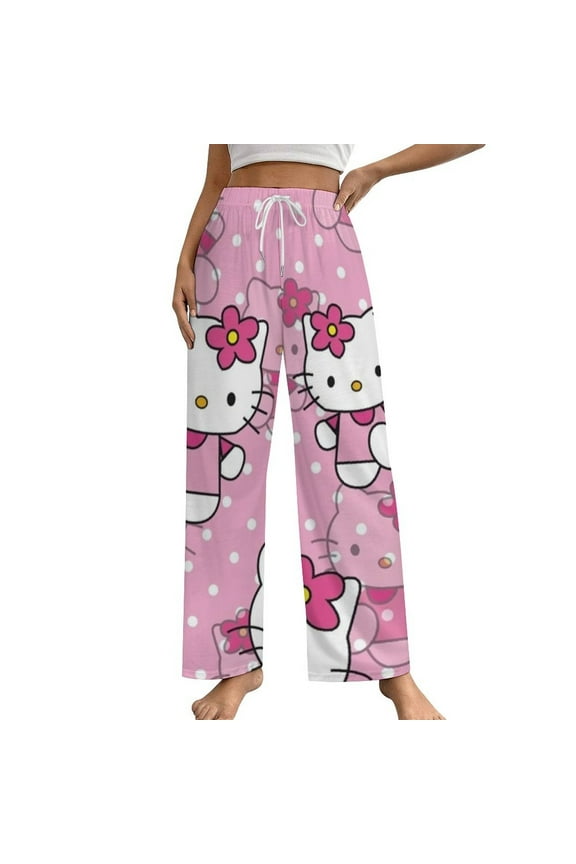 Hello Kitty Women Pajama Pants Causal Comfy Lounge Sleep Bottoms Loose Yoga Pants Print Sleepwear S