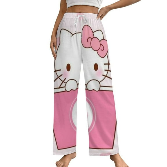 Hello Kitty Women Pajama Pants Causal Comfy Lounge Sleep Bottoms Loose Yoga Pants Print Sleepwear S