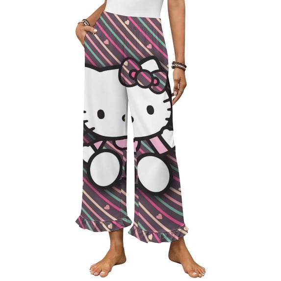 Hello Kitty Women Pajama Pants Comfy Pj Bottoms Soft Printed Lounge Pant with Pockets