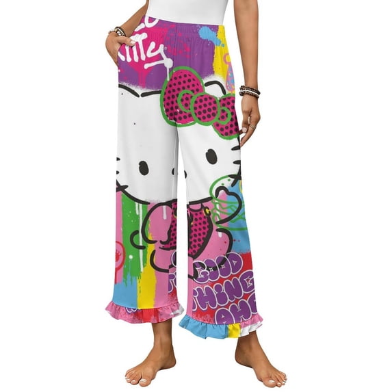 Hello Kitty Women Pajama Pants Comfy Pj Bottoms Soft Printed Lounge Pant with Pockets