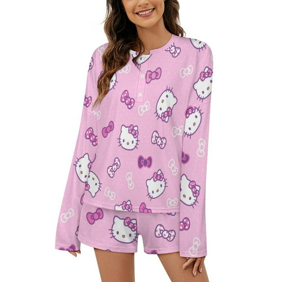 Hello Kitty Women Pajamas Set Loungewear Sleepwear 2 Piece PJ Sets