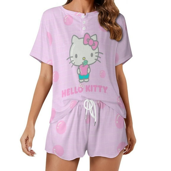 Hello Kitty Women Pajamas Set Loungewear Sleepwear 2 Piece PJ Sets
