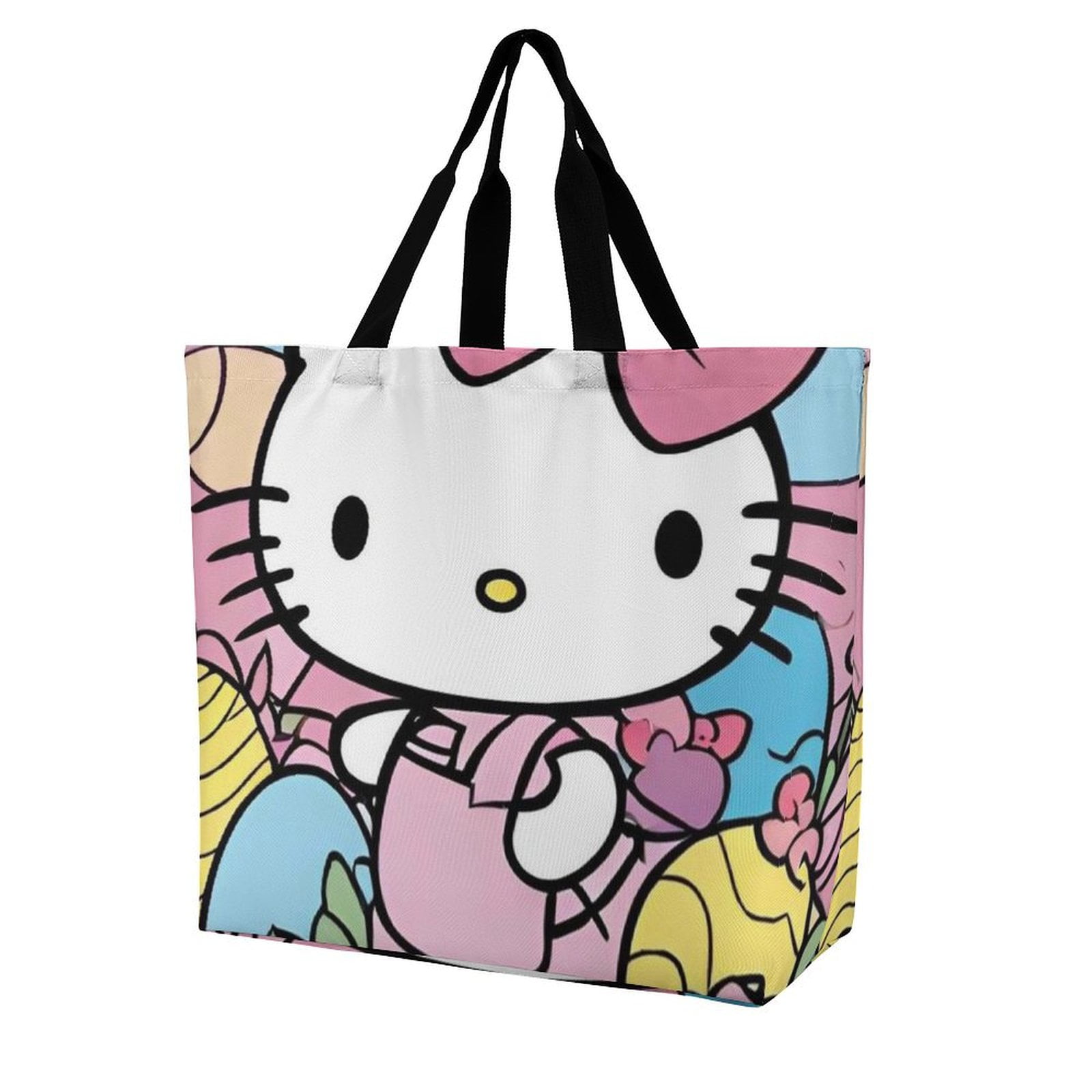 Cute Cats Canvas Tote Bag For Women - Doodle Kitty Design, Reusable Grocery Shopping Bag, Cat Lover Gift