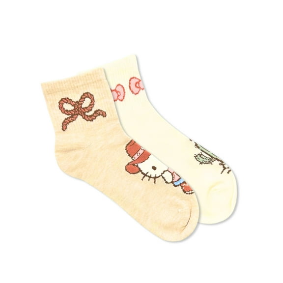 Hello Kitty Women's Ankle Socks, 2-Pack, Size 4-10