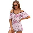 thumbnail image 1 of Hello Kitty Women's Cold Shoulder Tops T Shirts Chiffon Summer Off Shoulder Dress Short Sleeve Shirt M, 1 of 6